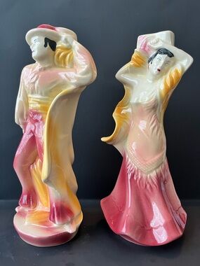 Set of Vintage Ceramic Dancers can be used as Decorative or Lamp bases. 1950s